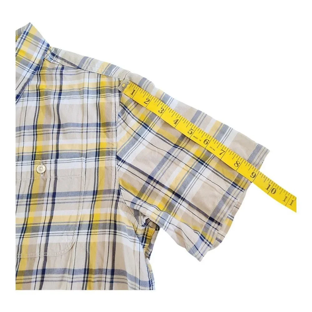 The North Face Shirt Adult Size Medium Gray Yellow Plaid Button Up Mens Outdoors
